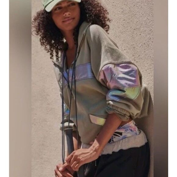 Free People Movement Women's Away We Go Half Zip Sage Stone XL NWT $128 MSRP - Picture 2 of 8